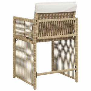 Gartenstühle mit Kissen, 4er Set Beige Rattan