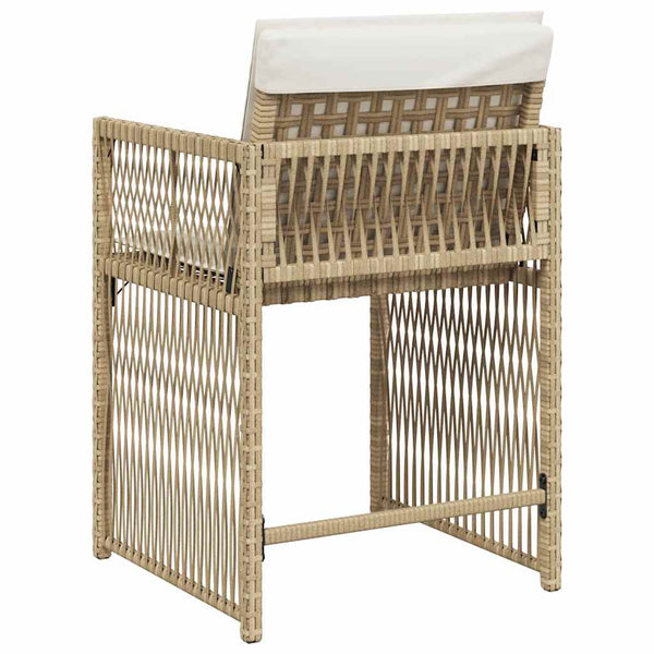 Gartenstühle mit Kissen, 4er Set Beige Rattan