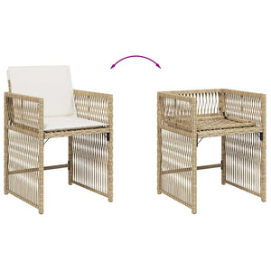 Gartenstühle mit Kissen, 4er Set Beige Rattan