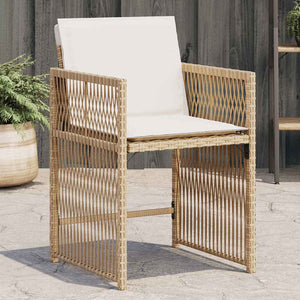 Gartenstühle mit Kissen, 4er Set Beige Rattan