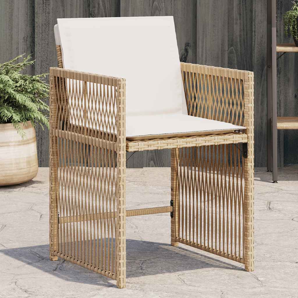 Gartenstühle mit Kissen, 4er Set Beige Rattan