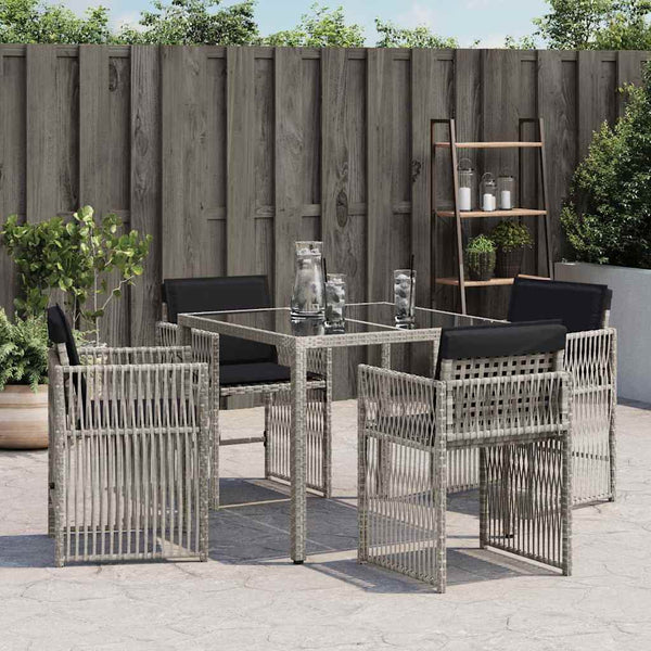 Gartenstühle mit Kissen, 4er Set, Hellgrau