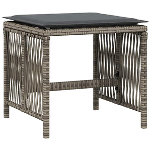 Gartenhocker mit Kissen, 4er Set Grau