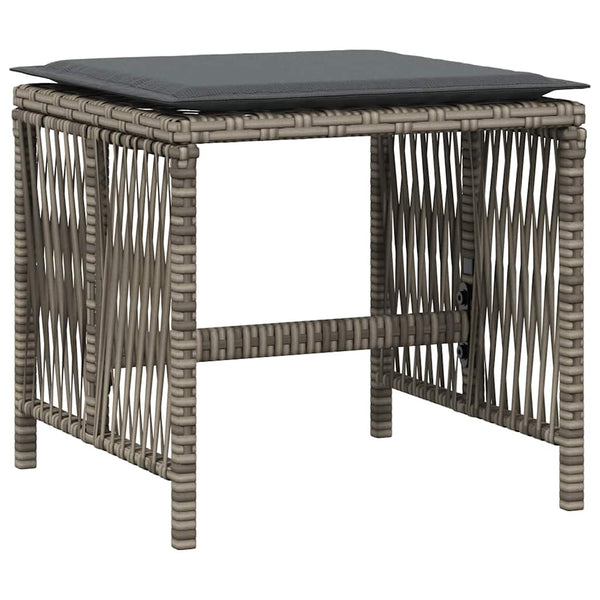 Gartenhocker mit Kissen, 4er Set Grau