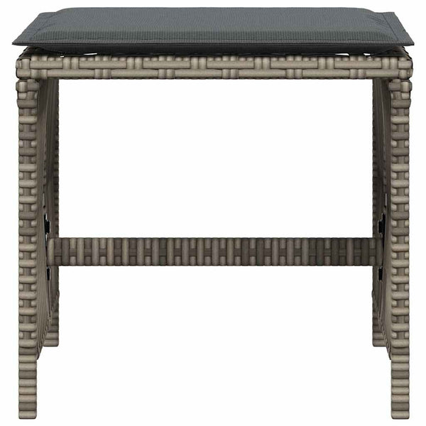 Gartenhocker mit Kissen, 4er Set Grau