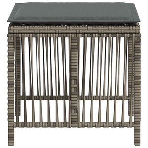 Gartenhocker mit Kissen, 4er Set Grau