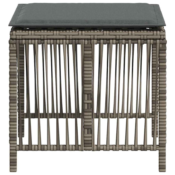 Gartenhocker mit Kissen, 4er Set Grau