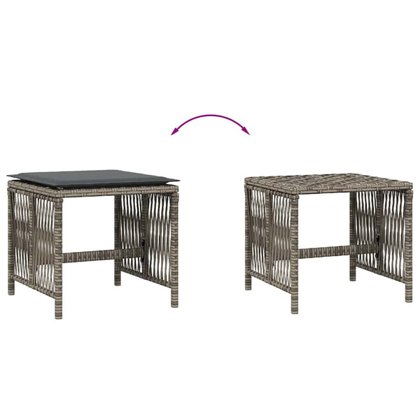 Gartenhocker mit Kissen, 4er Set Grau