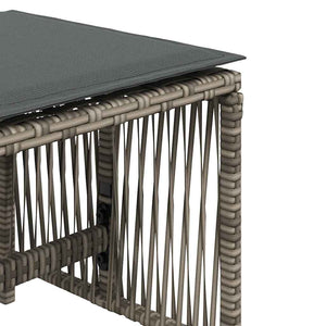 Gartenhocker mit Kissen, 4er Set Grau