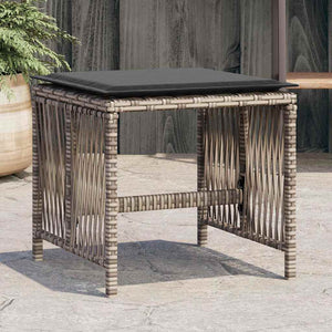Gartenhocker mit Kissen, 4er Set Grau