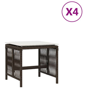 Gartenhocker mit Kissen, 4er Set Braun