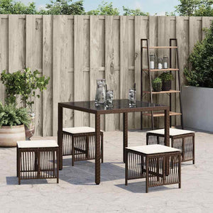Gartenhocker mit Kissen, 4er Set Braun