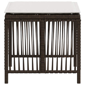 Gartenhocker mit Kissen, 4er Set Braun