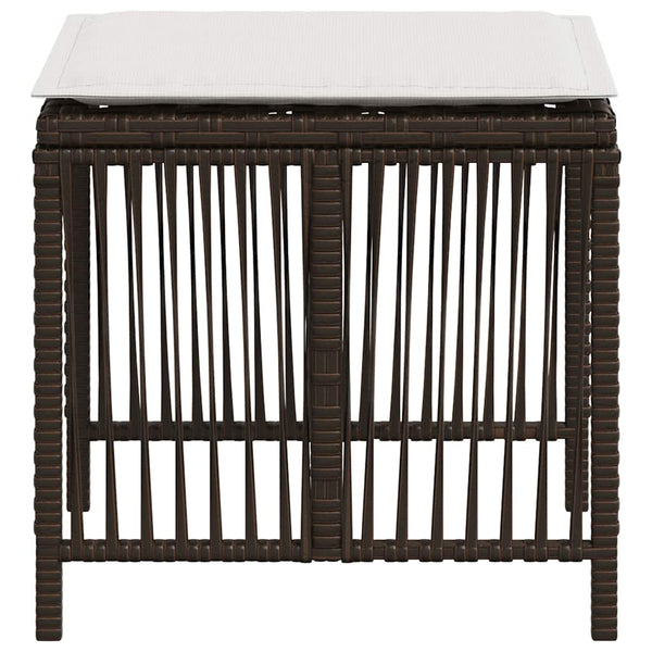 Gartenhocker mit Kissen, 4er Set Braun