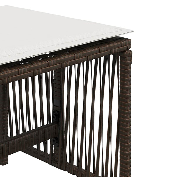 Gartenhocker mit Kissen, 4er Set Braun