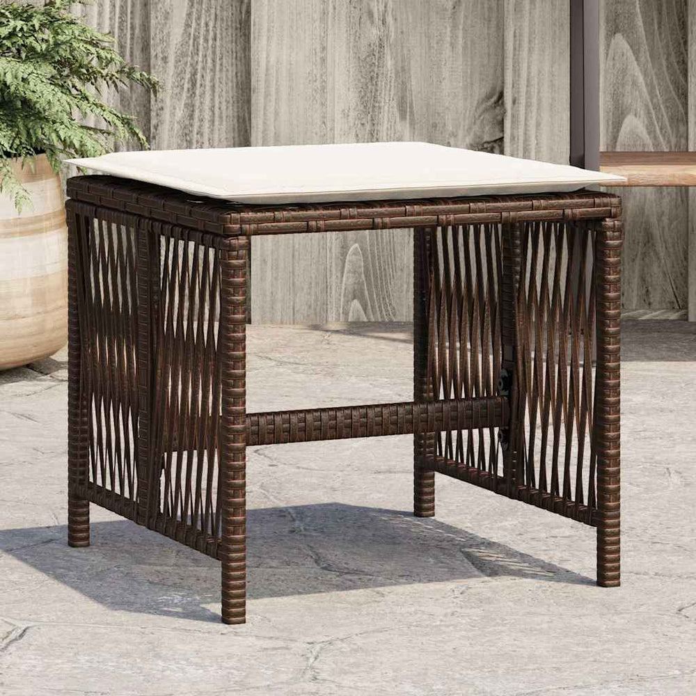 Gartenhocker mit Kissen, 4er Set Braun