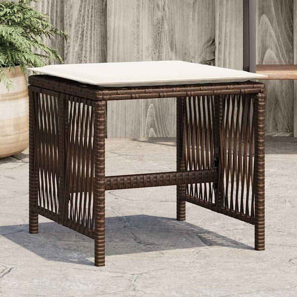 Gartenhocker mit Kissen, 4er Set Braun