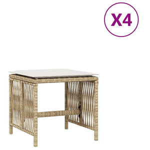 Gartenhocker mit Kissen, 4er Set Beige