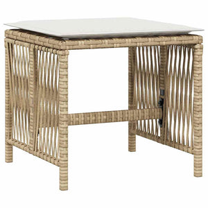 Gartenhocker mit Kissen, 4er Set Beige