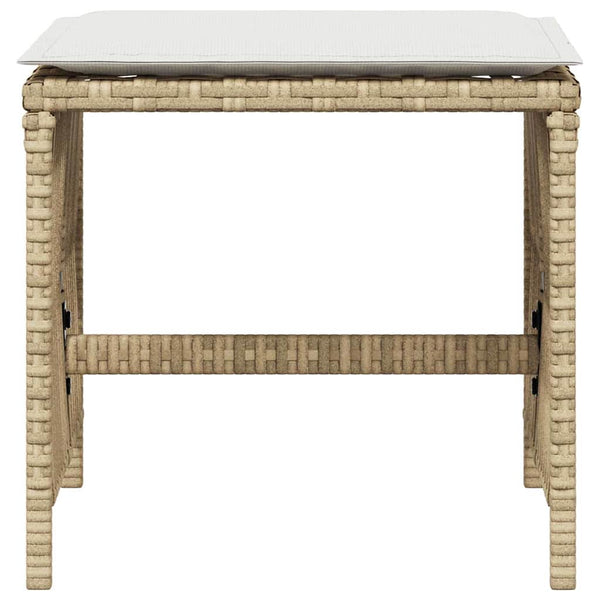 Gartenhocker mit Kissen, 4er Set Beige