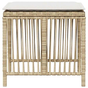 Gartenhocker mit Kissen, 4er Set Beige