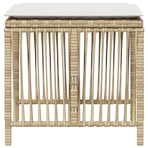 Gartenhocker mit Kissen, 4er Set Beige