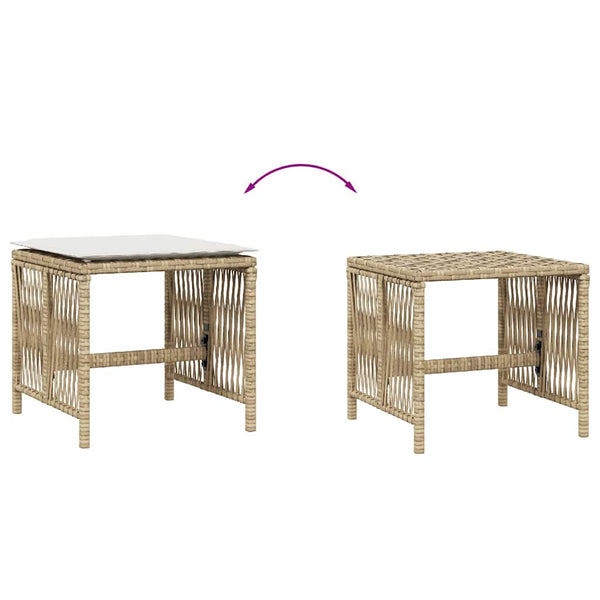 Gartenhocker mit Kissen, 4er Set Beige