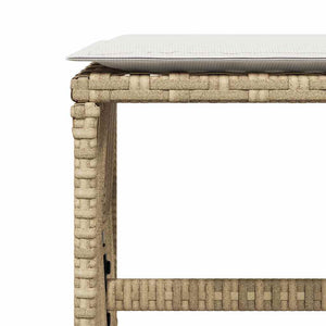 Gartenhocker mit Kissen, 4er Set Beige