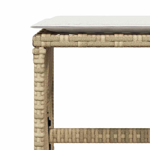 Gartenhocker mit Kissen, 4er Set Beige