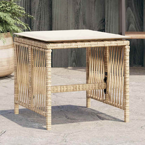 Gartenhocker mit Kissen, 4er Set Beige