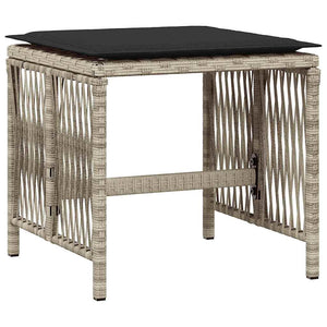 Gartenhocker mit Kissen, 4er Set Hellgrau