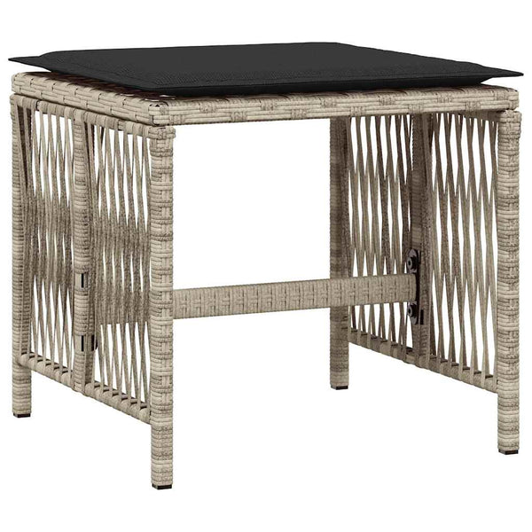 Gartenhocker mit Kissen, 4er Set Hellgrau