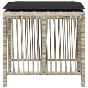 Gartenhocker mit Kissen, 4er Set Hellgrau