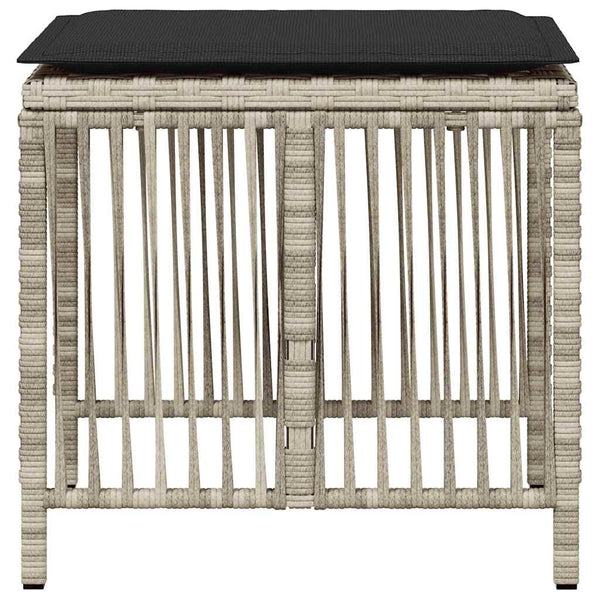 Gartenhocker mit Kissen, 4er Set Hellgrau