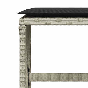 Gartenhocker mit Kissen, 4er Set Hellgrau