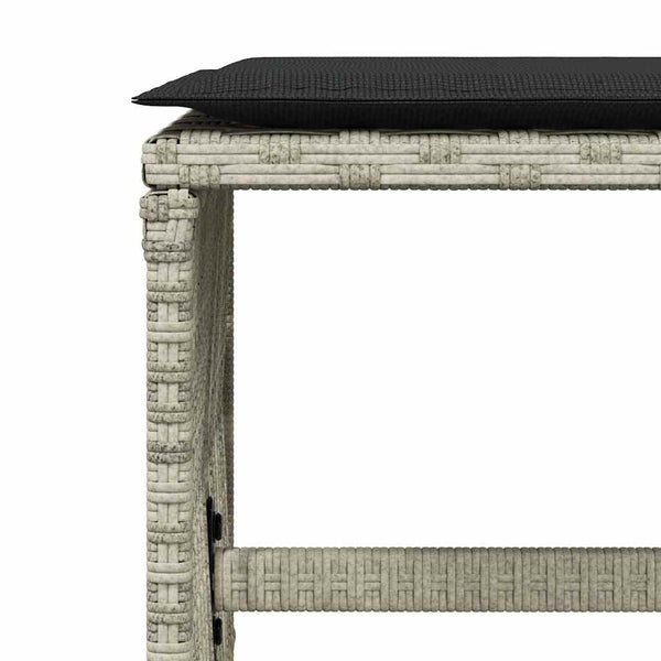 Gartenhocker mit Kissen, 4er Set Hellgrau