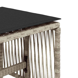 Gartenhocker mit Kissen, 4er Set Hellgrau