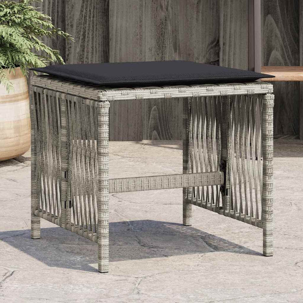 Gartenhocker mit Kissen, 4er Set Hellgrau