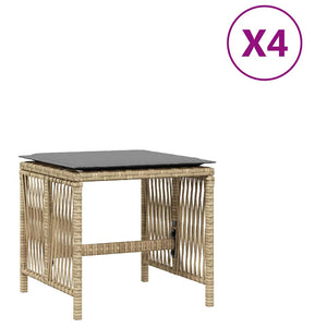 Gartenhocker Kissen 4er Set Beige Poly Rattan