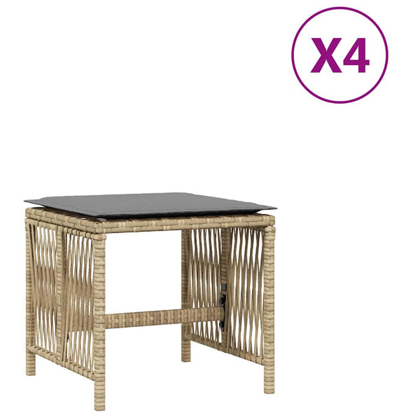 Gartenhocker Kissen 4er Set Beige Poly Rattan