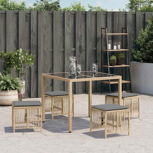 Gartenhocker Kissen 4er Set Beige Poly Rattan