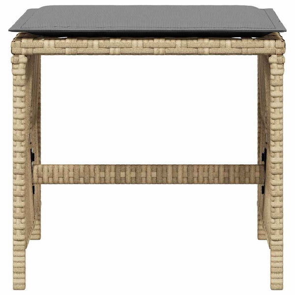 Gartenhocker Kissen 4er Set Beige Poly Rattan