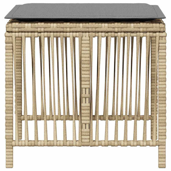 Gartenhocker Kissen 4er Set Beige Poly Rattan