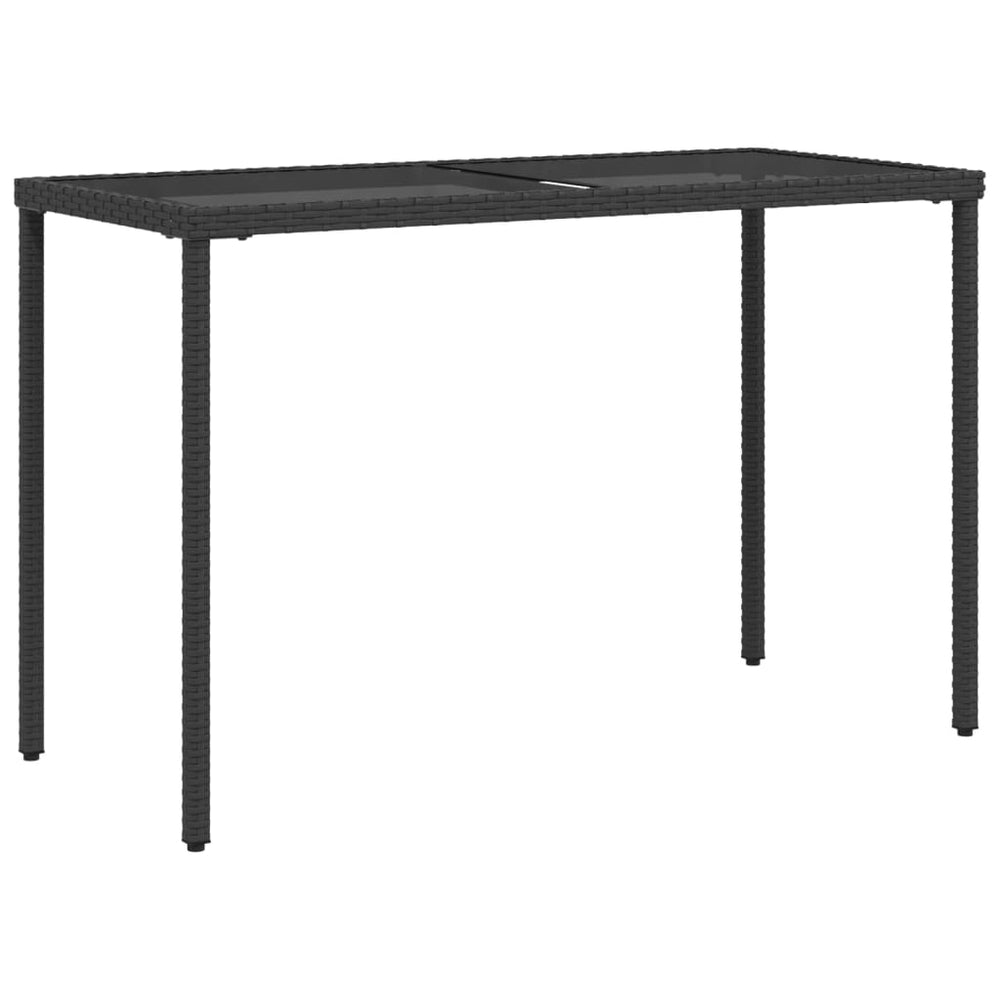 Schwarzer Gartentisch mit Glasplatte 115x54 cm