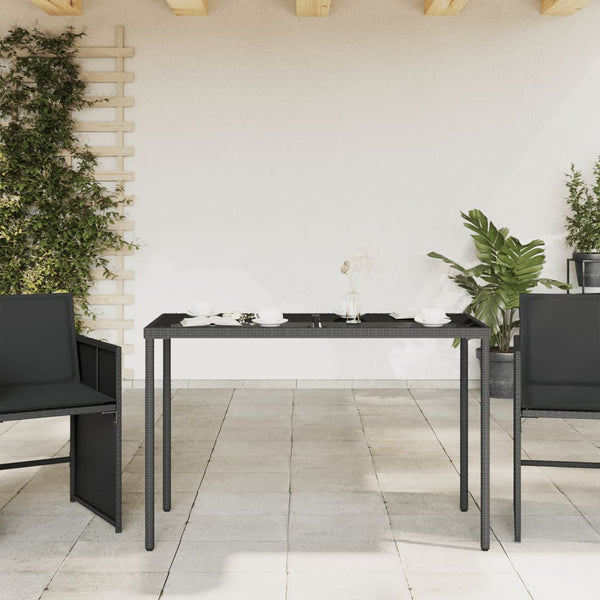 Schwarzer Gartentisch mit Glasplatte 115x54 cm