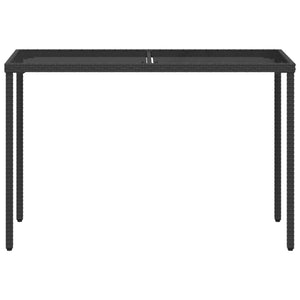 Schwarzer Gartentisch mit Glasplatte 115x54 cm