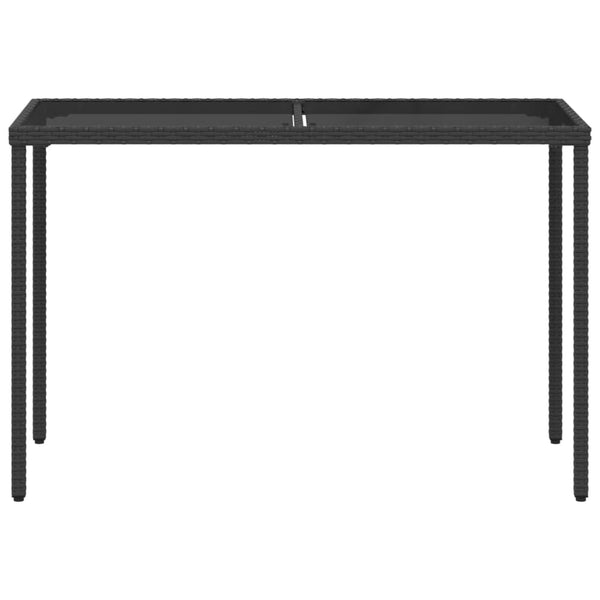 Schwarzer Gartentisch mit Glasplatte 115x54 cm