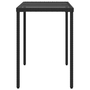 Schwarzer Gartentisch mit Glasplatte 115x54 cm