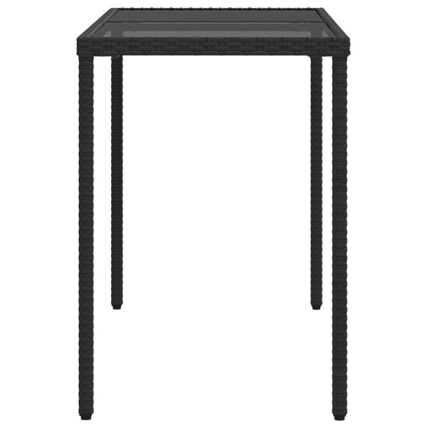 Schwarzer Gartentisch mit Glasplatte 115x54 cm