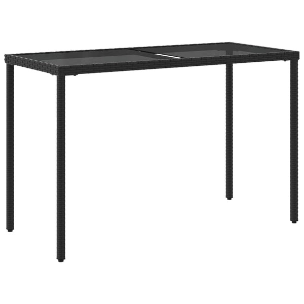 Schwarzer Gartentisch mit Glasplatte 115x54 cm